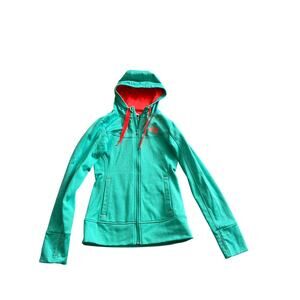 The North Face Womens XS Mint Green Windbreaker Hooded Jacket Full Zip